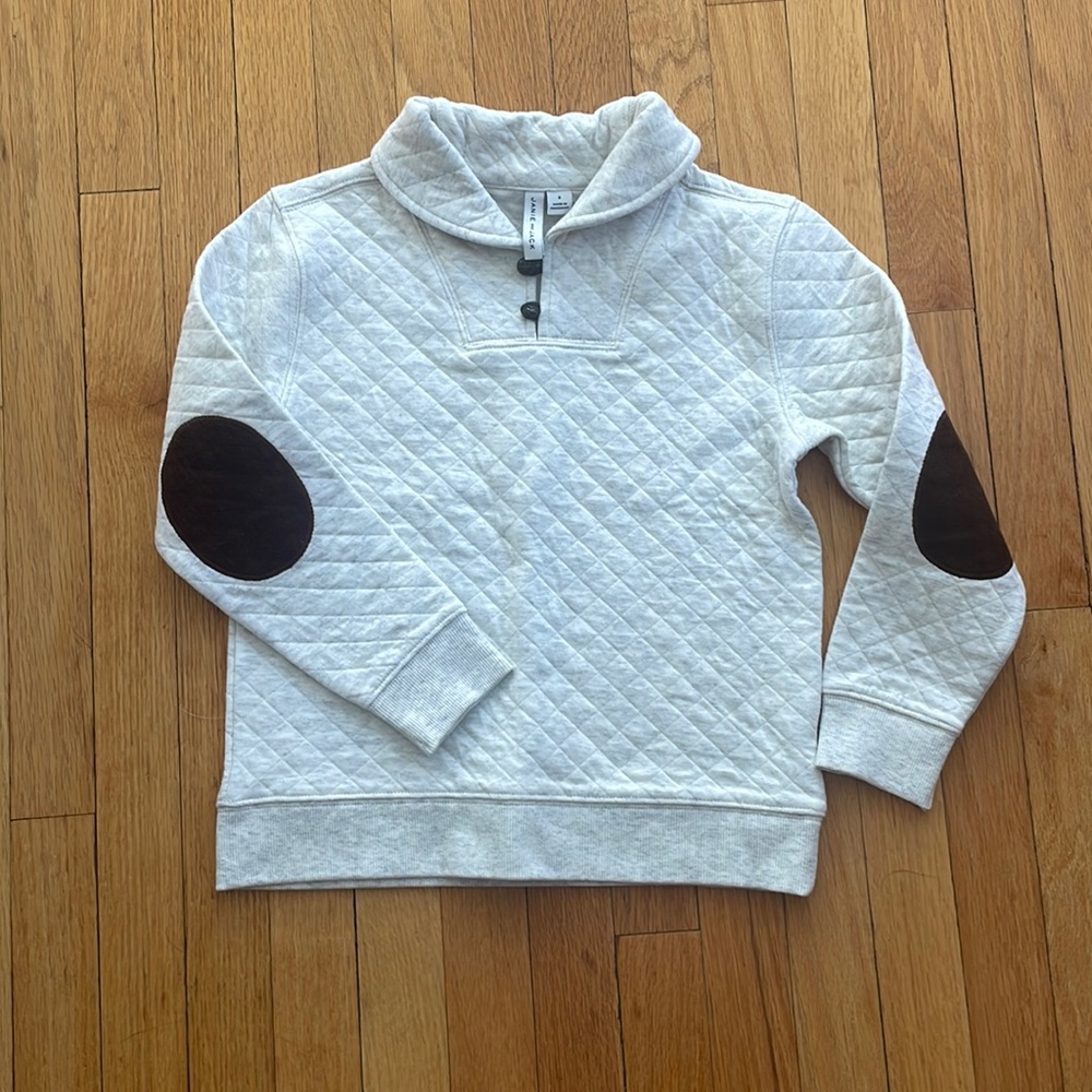 Shawl collar, wlbow pad sweater